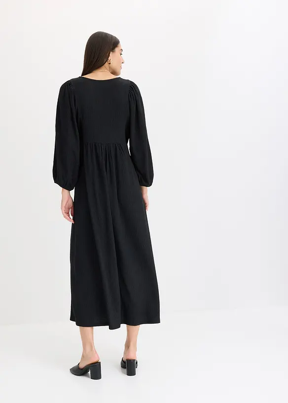Abito lungo in jersey operato, bonprix