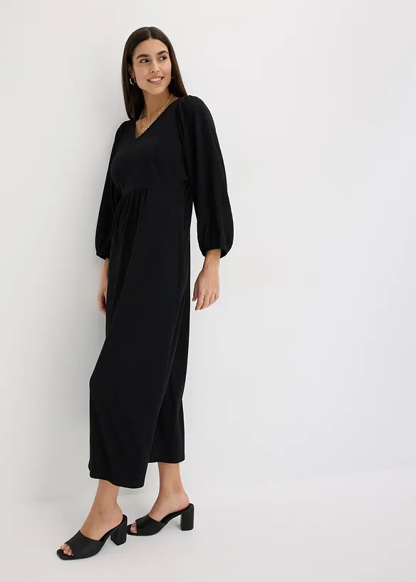 Abito lungo in jersey operato, bonprix