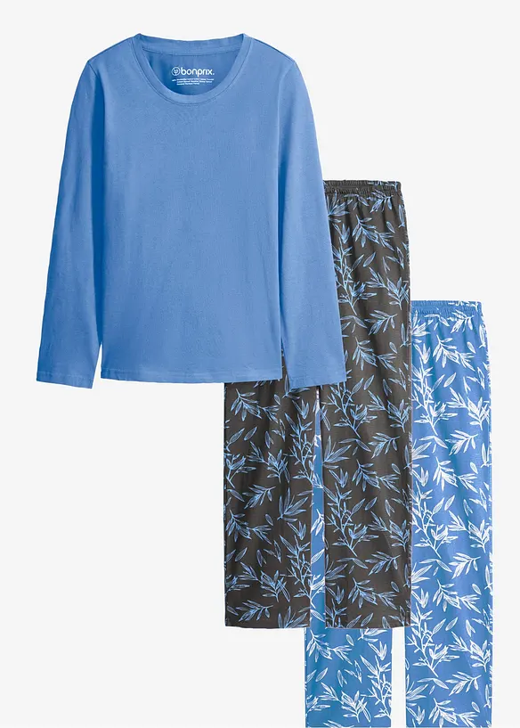 Pigiama in puro cotone (set 3 pezzi), bonprix