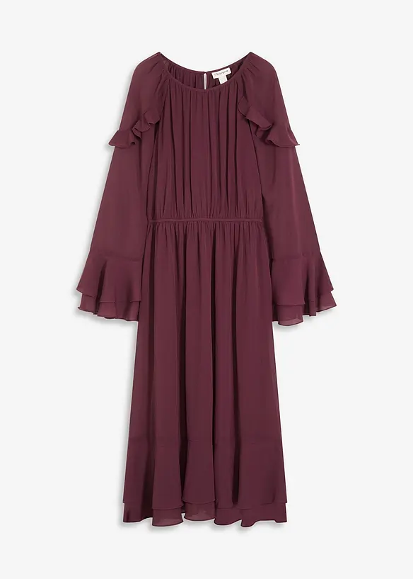 Abito di chiffon con volant, bonprix