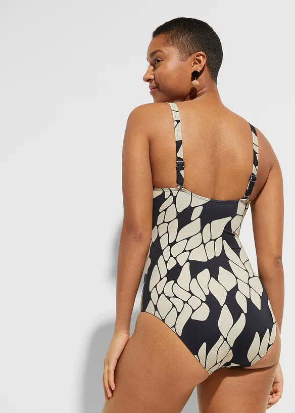 Costume intero con scollatura a V e effetto modellante medio, bonprix