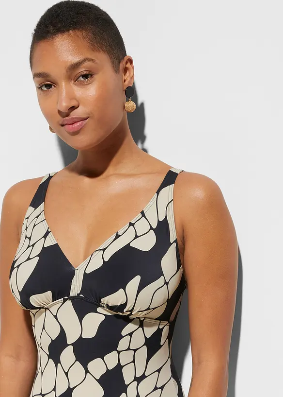 Costume intero con scollatura a V e effetto modellante medio, bonprix