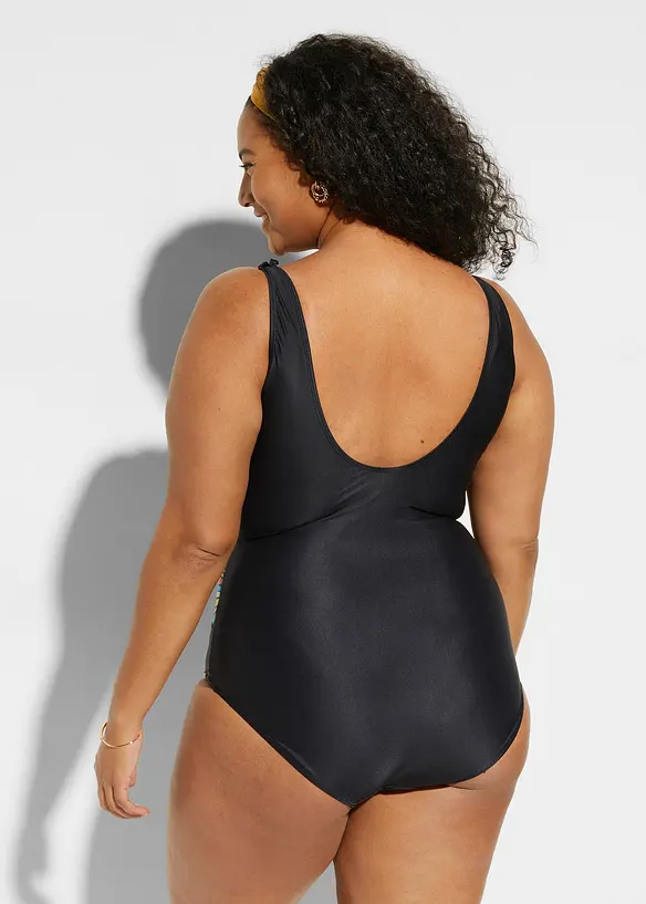 Costume intero con ruches ed effetto modellante medio, bonprix