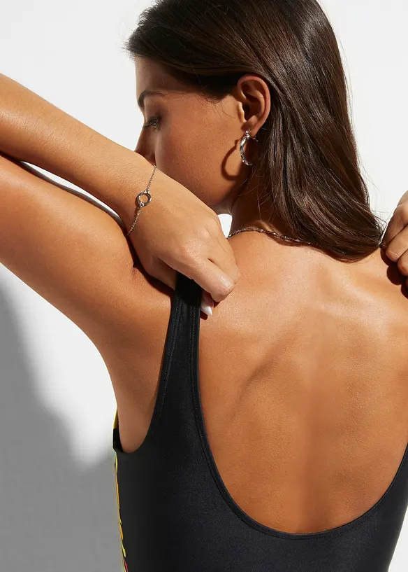 Costume intero con ruches ed effetto modellante medio, bonprix