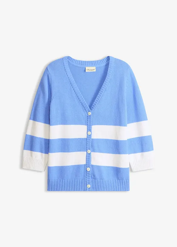 Cardigan in maglia di cotone a righe, bonprix