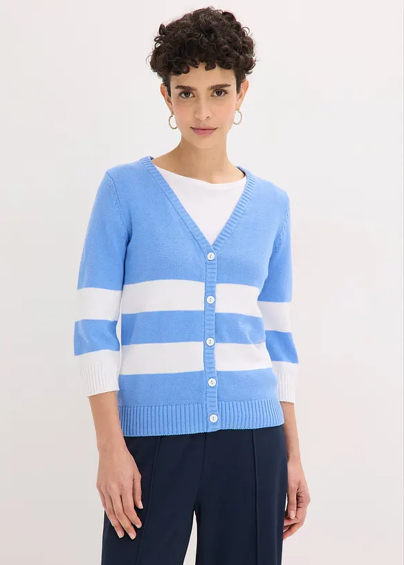 Cardigan in maglia di cotone a righe, bonprix