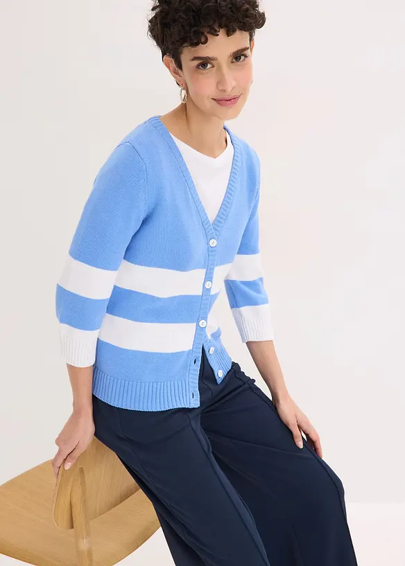 Cardigan in maglia di cotone a righe, bonprix