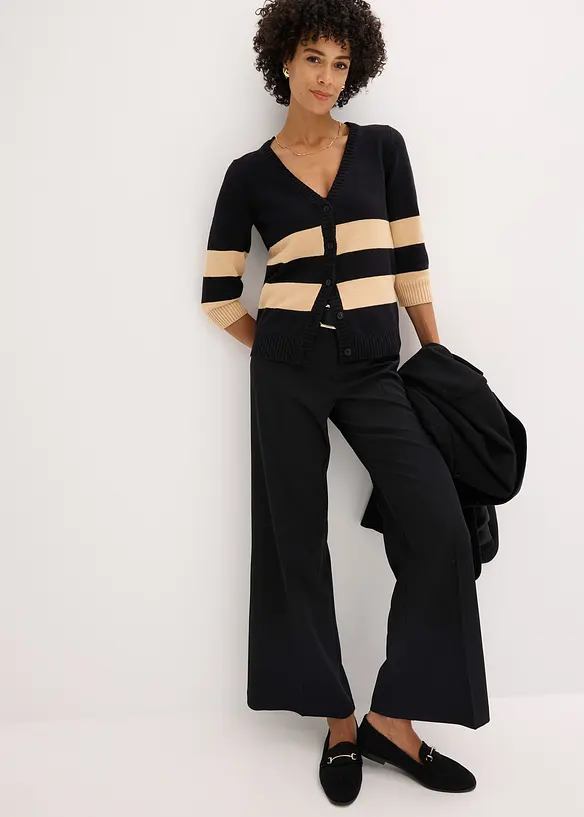 Cardigan in maglia di cotone a righe, bonprix