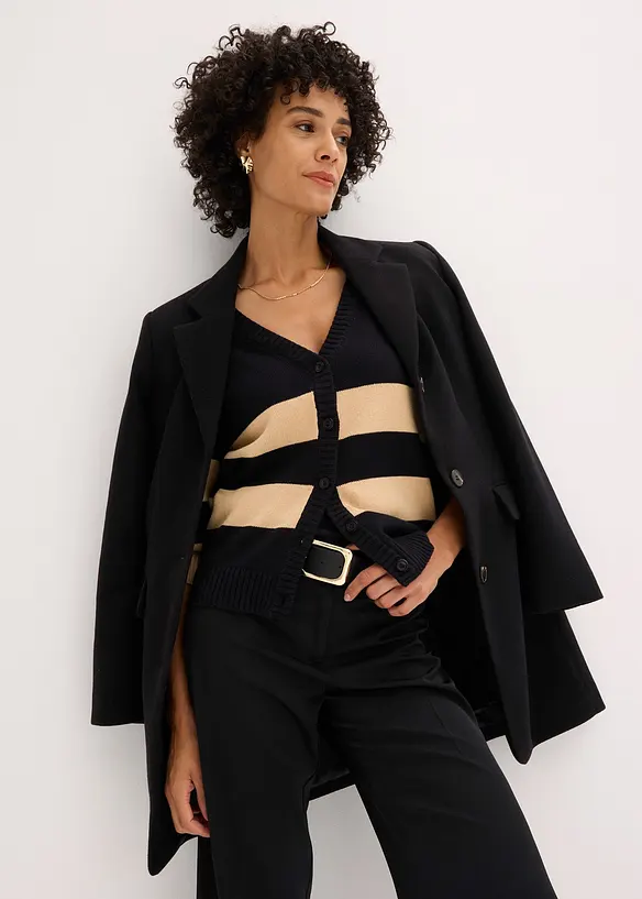 Cardigan in maglia di cotone a righe, bonprix