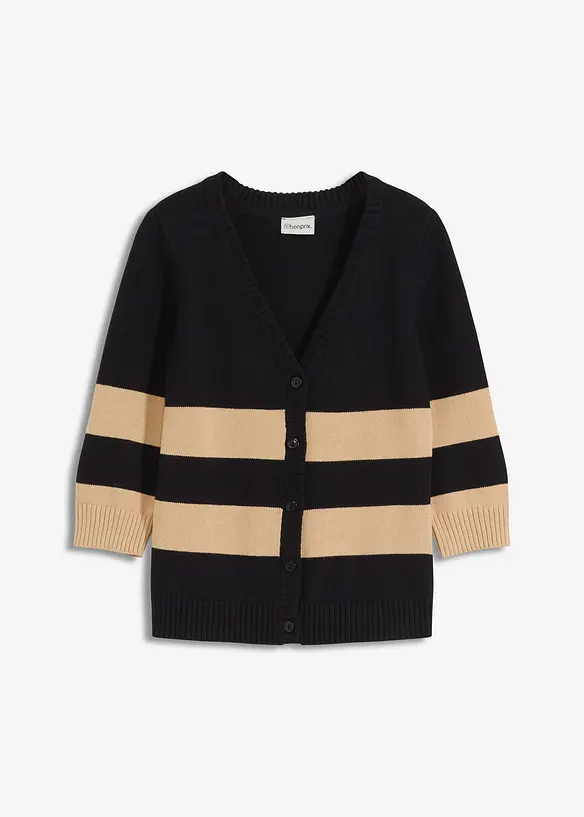 Cardigan in maglia di cotone a righe, bonprix