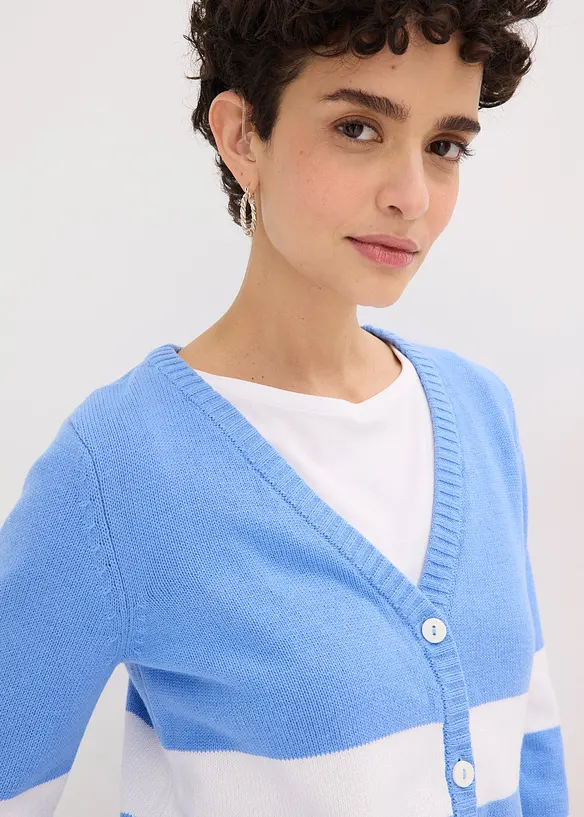 Cardigan in maglia di cotone a righe, bonprix