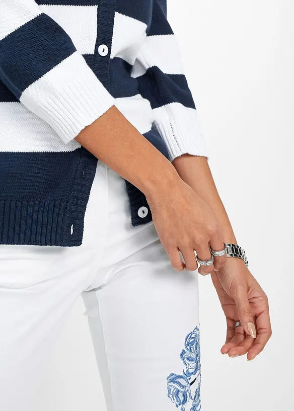 Cardigan in maglia di cotone a righe, bonprix