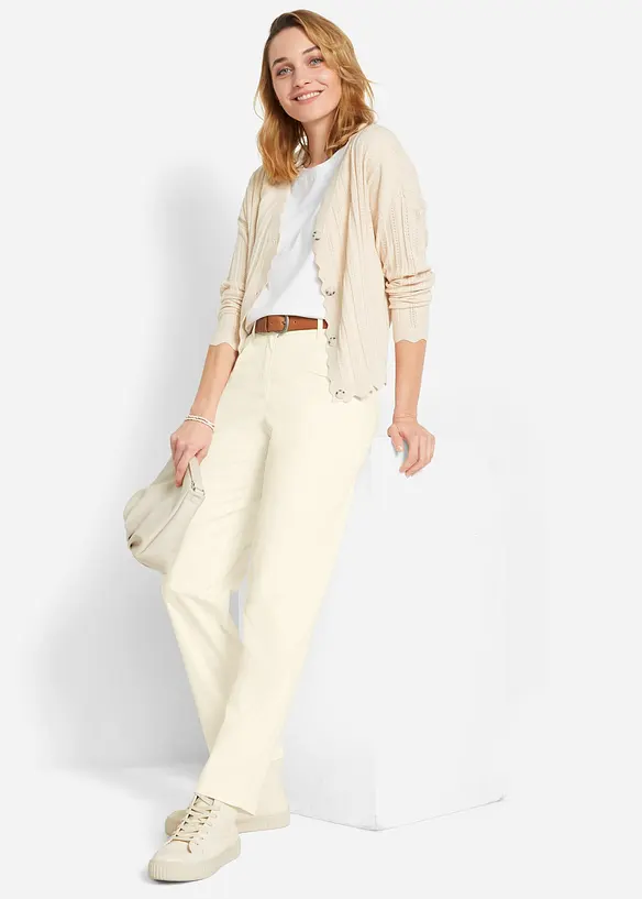 Cardigan traforato cropped, bonprix