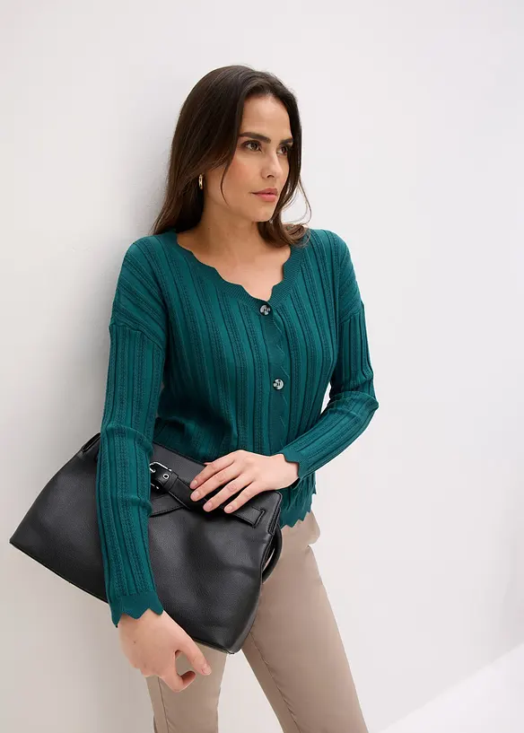 Cardigan cropped traforato, bonprix