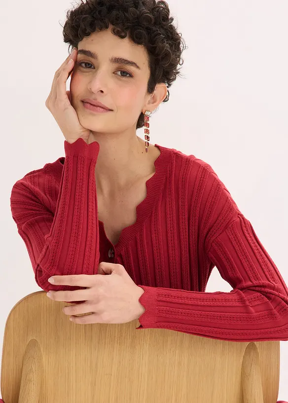 Cardigan cropped traforato, bonprix