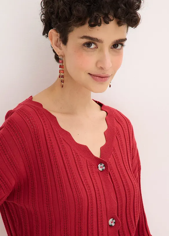 Cardigan cropped traforato, bonprix