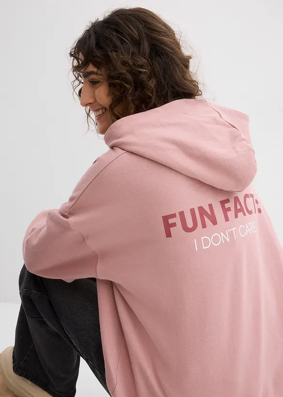 Felpa oversize in puro cotone biologico con cappuccio, bonprix