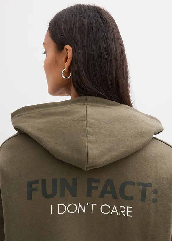 Felpa oversize in puro cotone biologico con cappuccio, bonprix