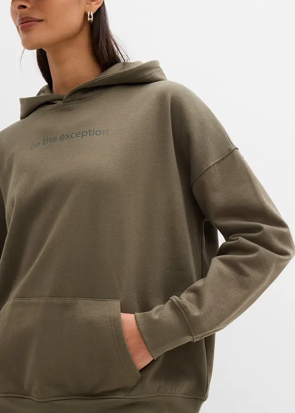 Felpa oversize in puro cotone biologico con cappuccio, bonprix