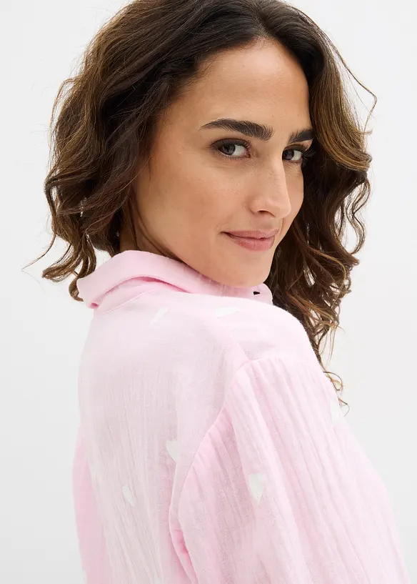 Camicetta in mussola con cuori, bonprix