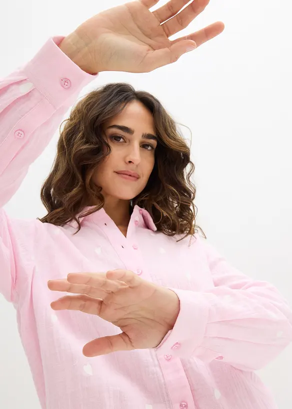 Camicetta in mussola con cuori, bonprix