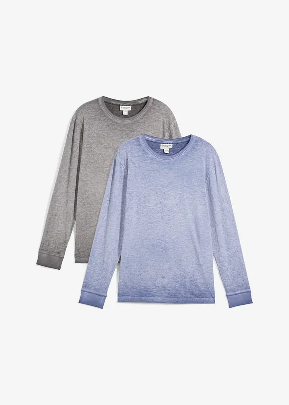 Maglia a maniche lunghe in cotone biologico (pacco da 2), bonprix