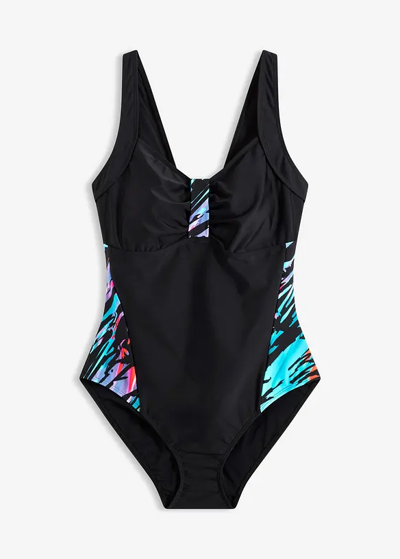 Costume intero con inserti stampati e effetto modellante medio, bonprix