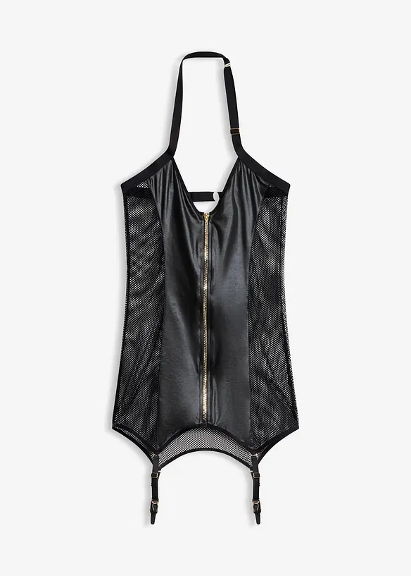 Mini abito con reggicalze e zip, bonprix