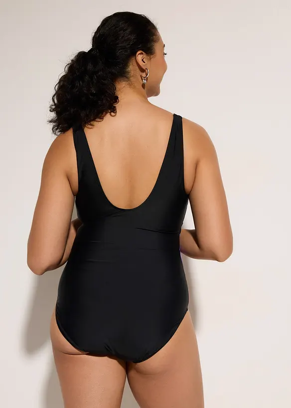 Costume intero con inserti stampati e effetto modellante medio, bonprix