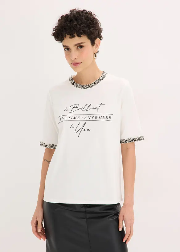 Maglia in cotone biologico con bordi applicati, bonprix