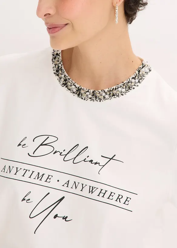 Maglia in cotone biologico con bordi applicati, bonprix