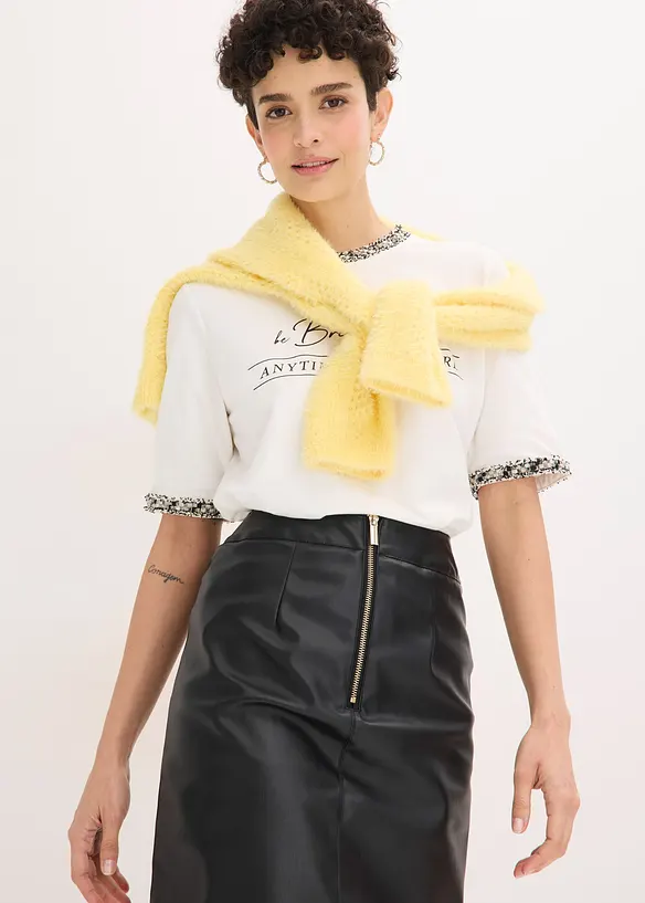 Maglia in cotone biologico con bordi applicati, bonprix