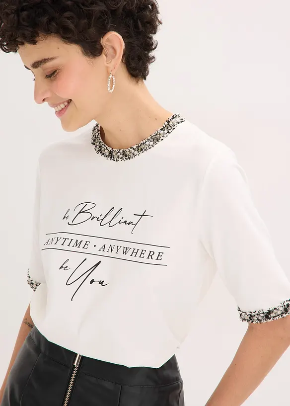 Maglia in cotone biologico con bordi applicati, bonprix