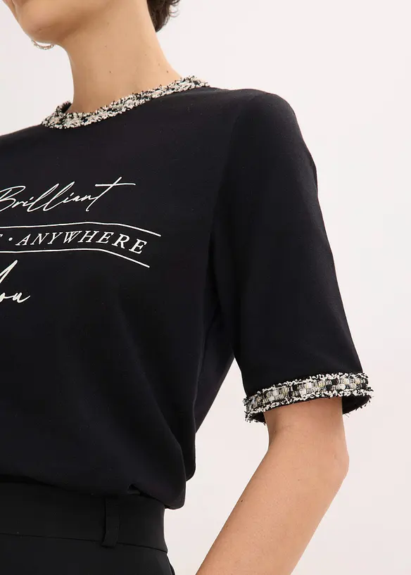 Maglia in cotone biologico con bordi applicati, bonprix