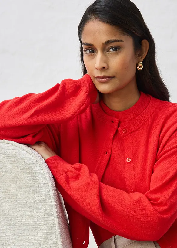 Cardigan in misto seta, bonprix