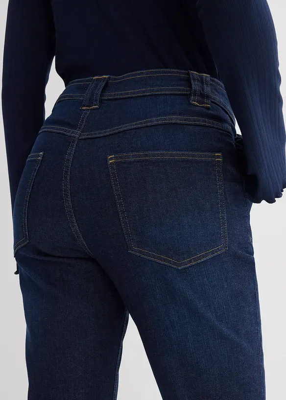 Jeans a zampa con cotone biologico, vita alta, bonprix