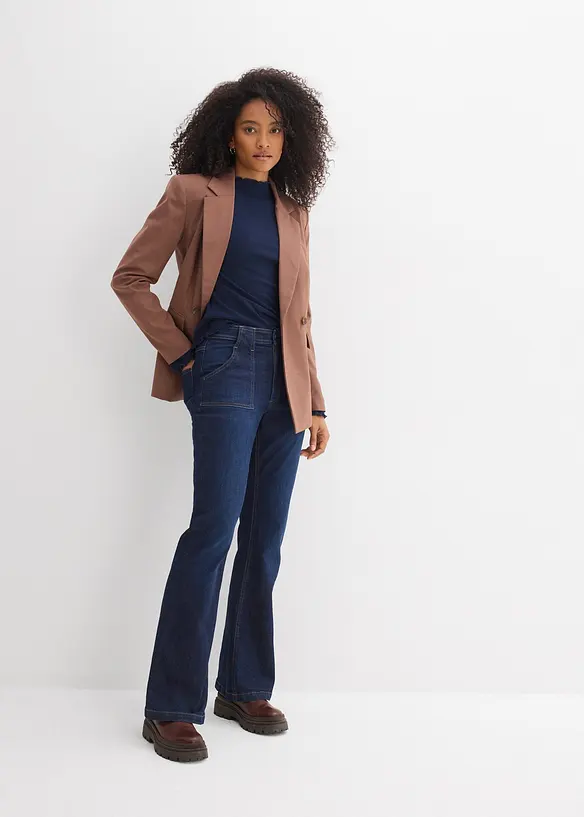 Jeans a zampa con cotone biologico, vita alta, bonprix