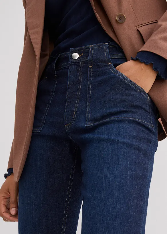 Jeans a zampa con cotone biologico, vita alta, bonprix