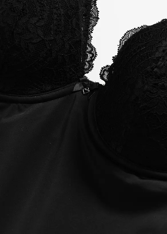 Top con coppe preformate, pizzo ed effetto modellante medio, bonprix