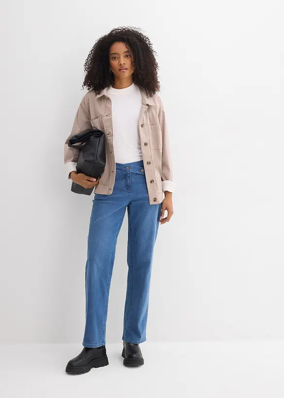Jeans straight con cotone biologico loose fit, vita media, bonprix