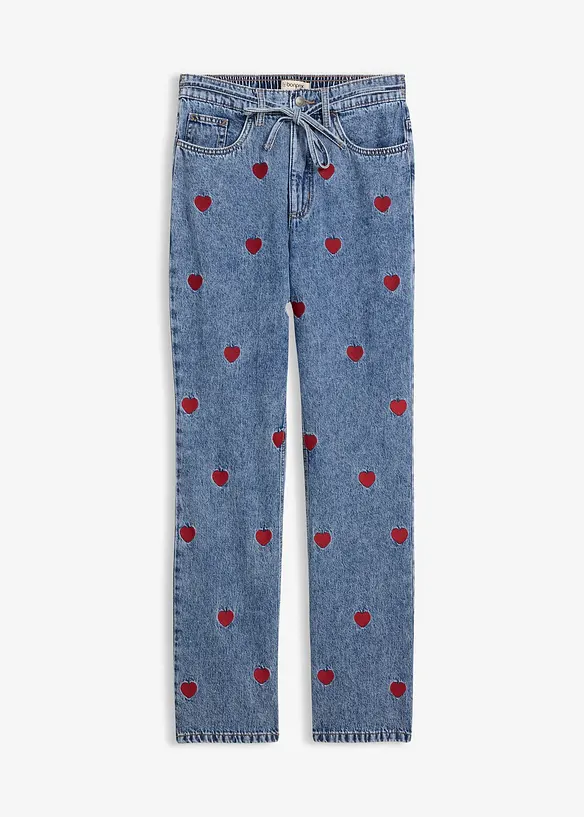 Jeans straight loose fit, vita alta, bonprix