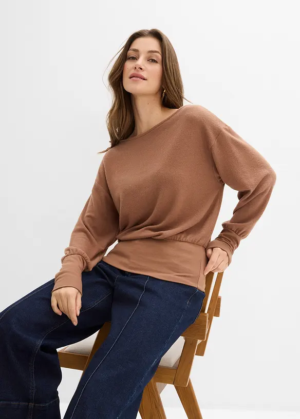 Maglia a maniche lunghe in misto viscosa morbido, bonprix