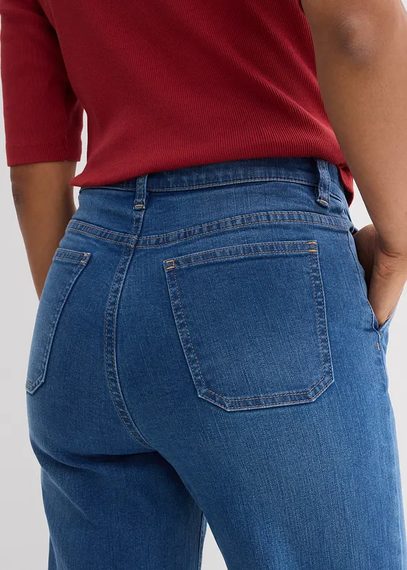 Jeans wide leg con cotone biologico, vita alta, bonprix