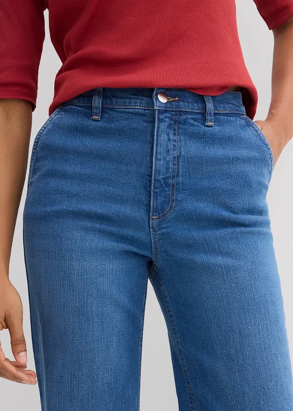 Jeans wide leg con cotone biologico, vita alta, bonprix