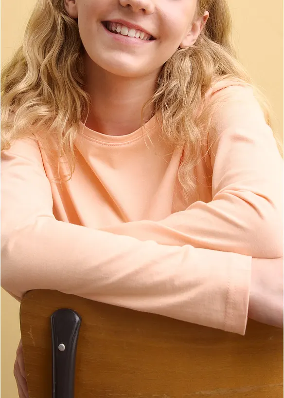 Maglia a maniche lunghe in puro cotone biologico (pacco da 3), bonprix