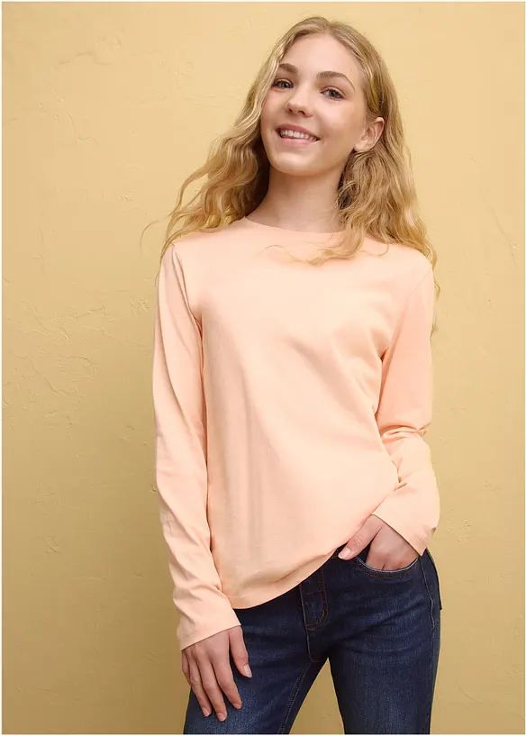 Maglia a maniche lunghe in puro cotone biologico (pacco da 3), bonprix