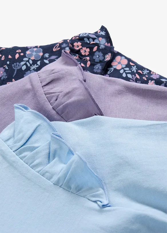 Maglia a maniche lunghe in puro cotone biologico (pacco da 3), bonprix