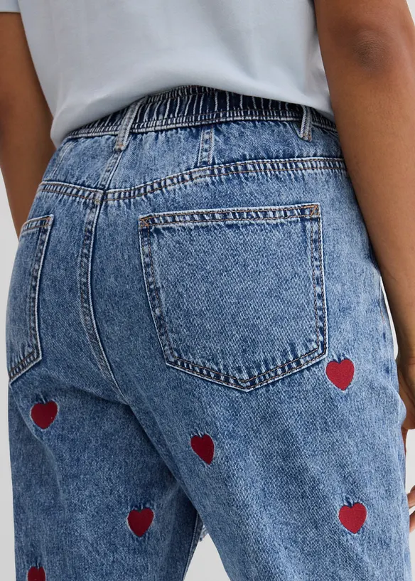 Jeans straight loose fit, vita alta, bonprix