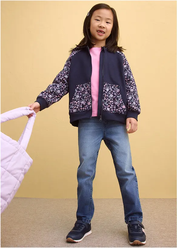 Felpa con zip e cappuccio in puro cotone biologico, bonprix