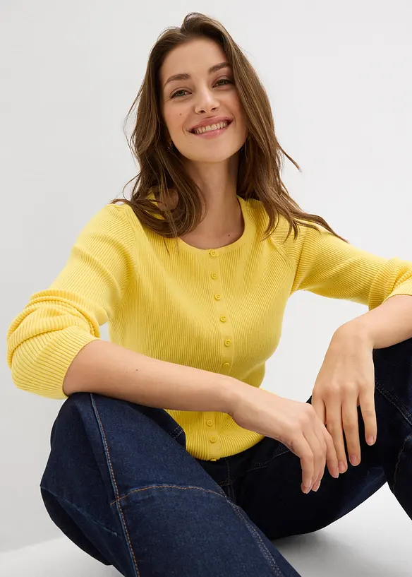 Cardigan in filato fine di misto viscosa morbido, bonprix